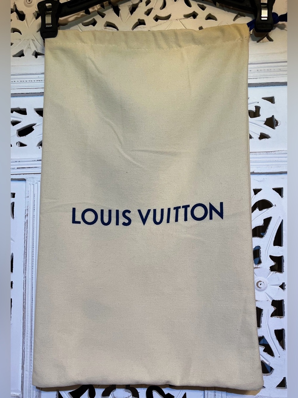 Authentic Louis Vuitton 9”x15” beige Dust Bag w/ blue draw string
